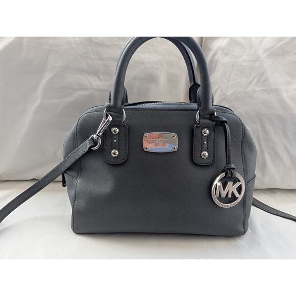 Michael Kors Handbags - Michael Kors Reese Gray Saffiano Zip Satchel Top Handle Bag Crossbody Strap